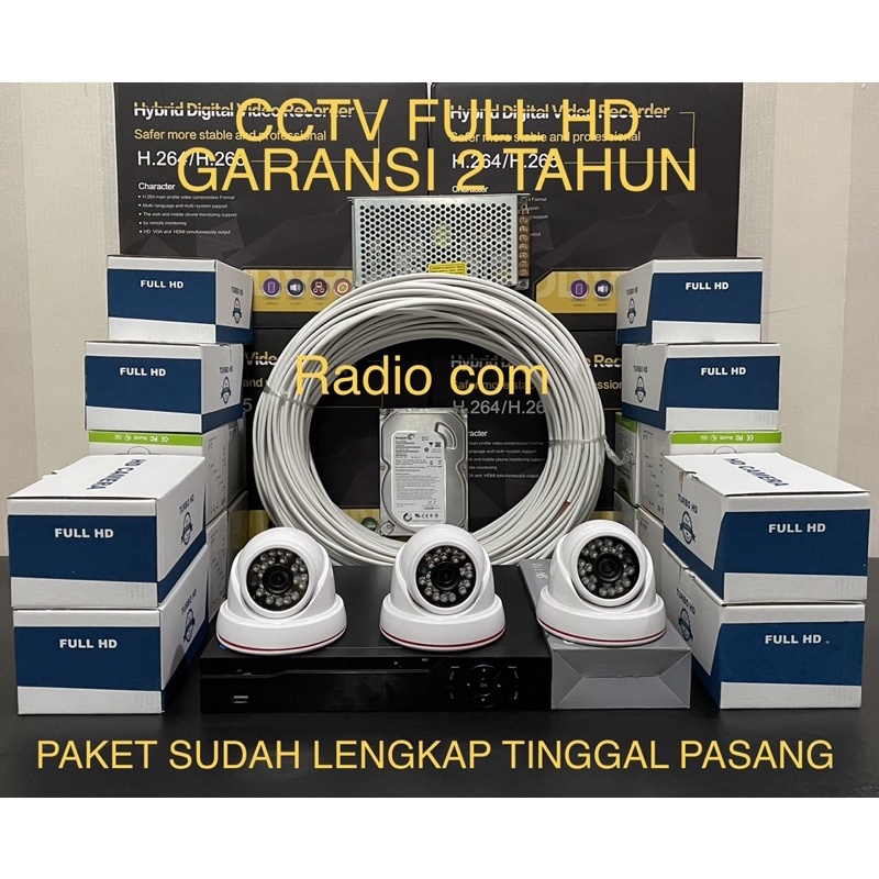 paket cctv 4 chanel 3 camera 5mp 1080p full hd ir sony(3 indoor)lengkap siap pasang