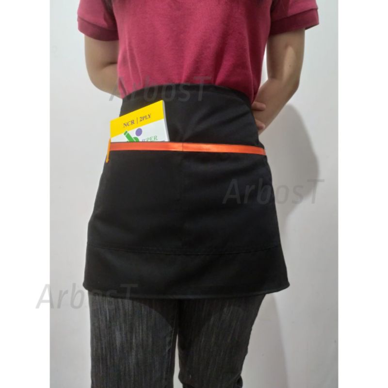 Apron Mini Celemek Waitress Apron Cafe Resto Restoran Apron setengah badan