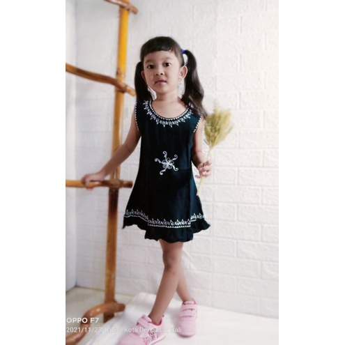 DRESS BORDIR ANAK / DRESS PAKAIAN BALI ANAK / BUSANA KHAS BALI / KAIN PANTAI BALI / OLEH OLEH BALI