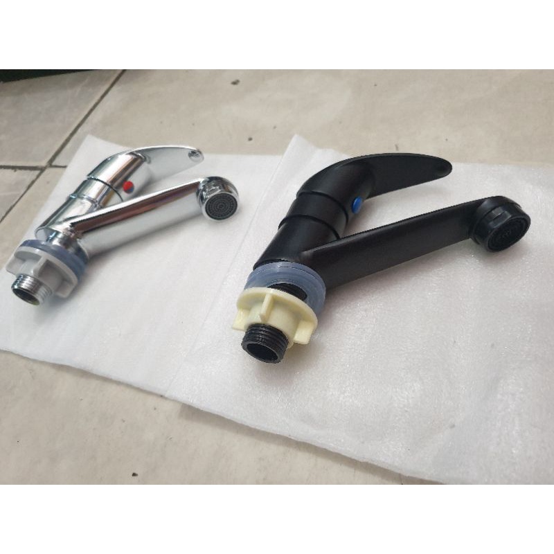 Kran wastafel hitam black / chrome promo murah