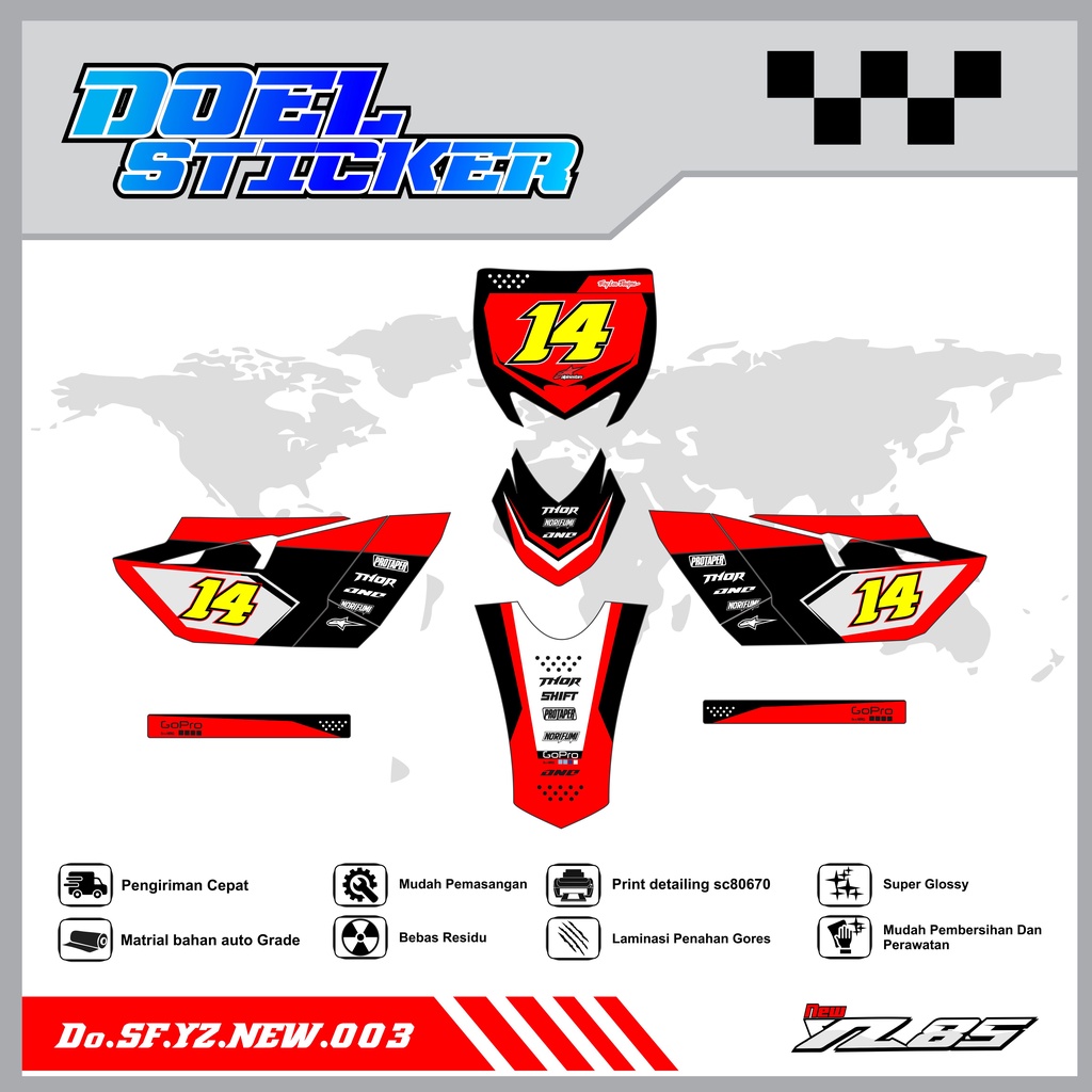 Sticker Striping YZ NEW List Variasi Hologram , Crome Doel 003