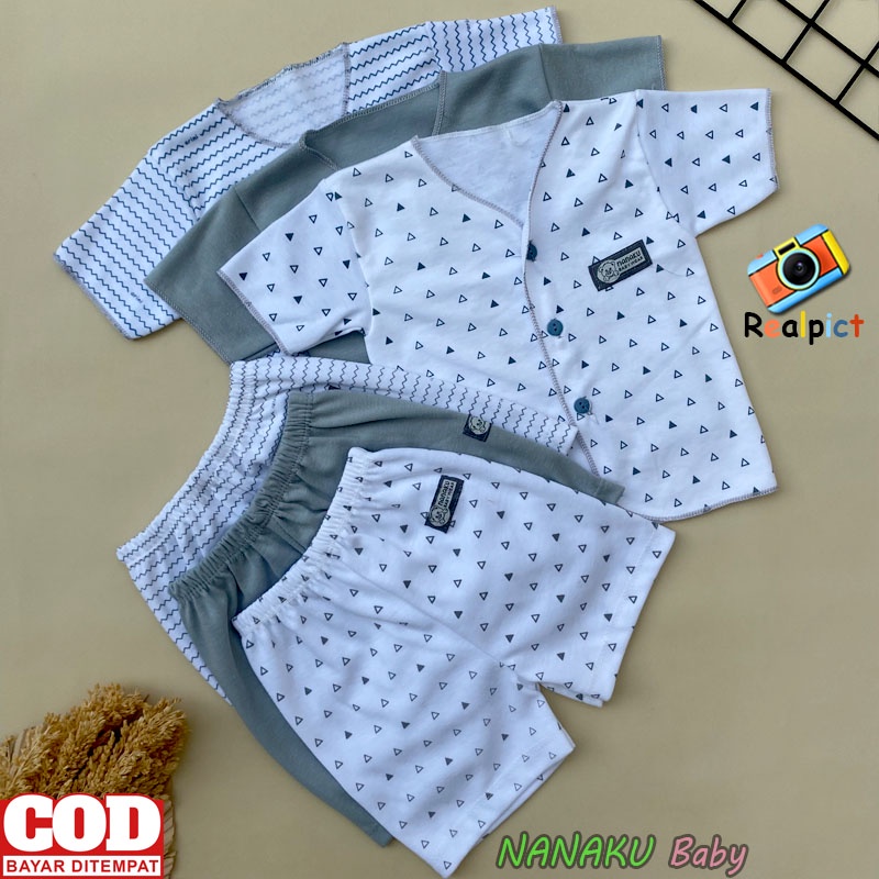 3 PCS Setelan Baju Bayi Baru Lahir Lengan Pendek Celana Pendek Usia 0-3 Bulan Anababy