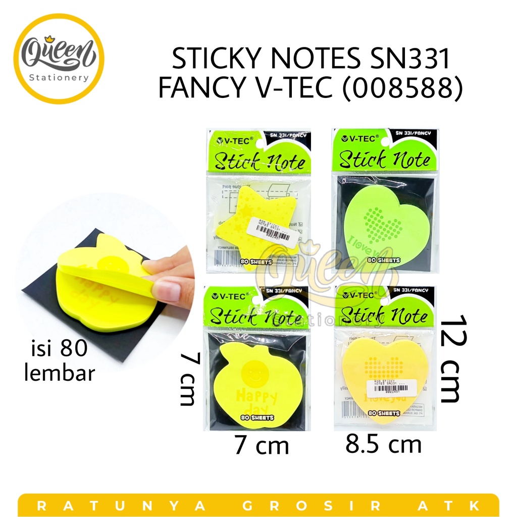 

1 PAD STICKY NOTES SN331 FANCY V-TEC / STICK NOTE / MEMO LUCU (008588)