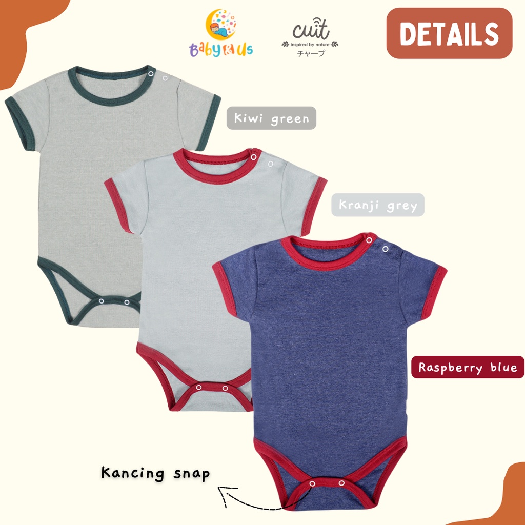 Cuit Babywear Inu Bodysuit Polos Lucu Bayi Unisex Furutsu Series - 0-3 3-6 6-12 bulan