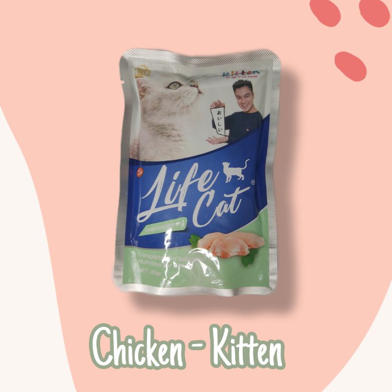 [LIFECAT POUCH 85GR] LifeCat Wetfood Kitten/Adult Salmon, Tuna, Chicken