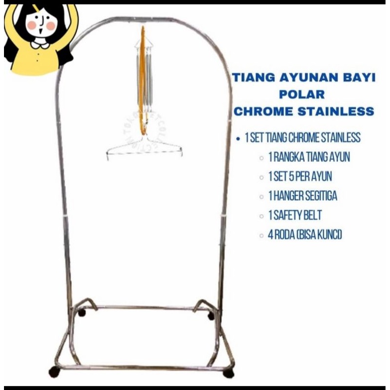 POLAR TIANG AYUNAN CHROME STAINLESS. tiang ayunan bayi. tiang chrome