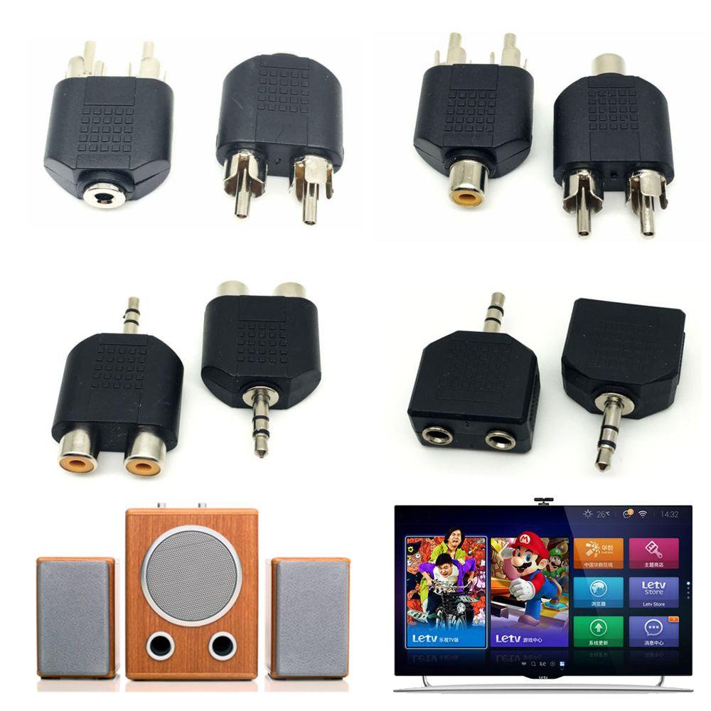 Suyo 2pcs Adaptor Audio Aksesoris Video Hitam Rumah Y Splitter