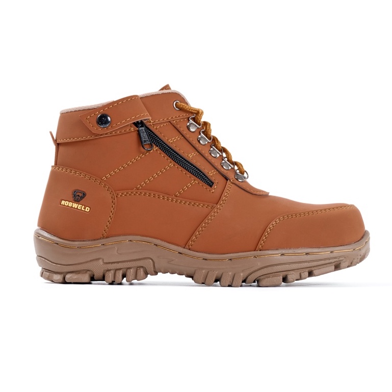 Sepatu Safety Boots Pria Sefty Boot Zipper Resleting Kerja Proyek Outdoor Tracking Adventure