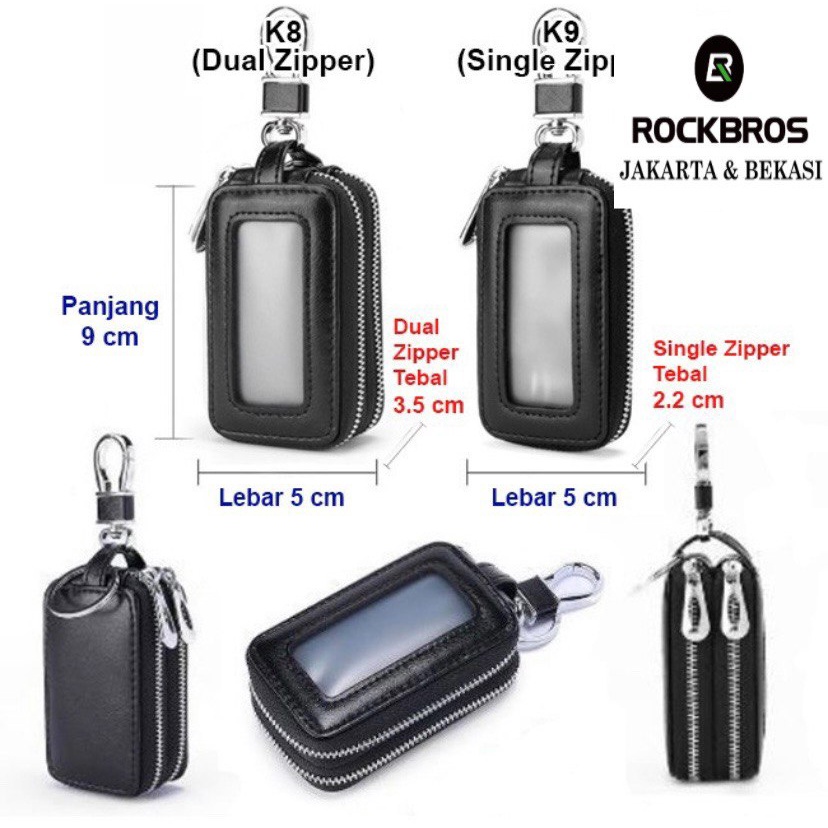 Dompet Gantungan Kunci Remot Mobil Remote Keyless Car Leather K8 K9 Holder Keychain Key Chain Double Zipper Single Premium Quality