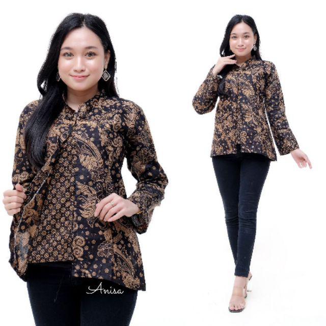 tey-17 Batik wanita ASJ SA HRB026 Kenongo Kemeja Tosca Pendek-3 Cakar Sogan