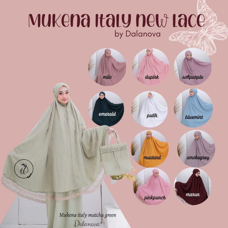 MUKENA ITALY ORIGINAL DALANOVA MUKENAH MEWAH TULE PRE ORDER MUKENA POLOS TULE