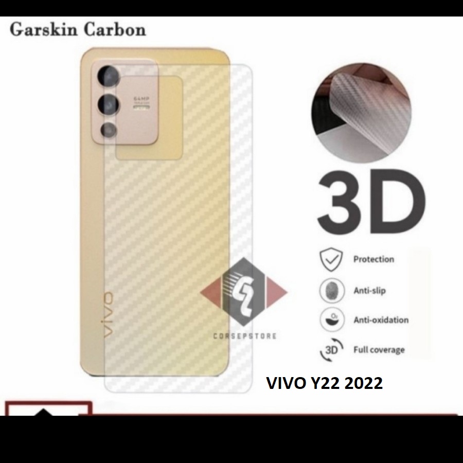 VIVO Y22 2022 Y53S Y51 Y51A A Y50 Y30 Y30i Y19 Y17 Y15 Y12 Y12i Y11 ANTI GORES BELAKANG SKIN CARBON GARSKIN MOTIF KARBON ANTI JAMUR PELINDUNG BELAKANG