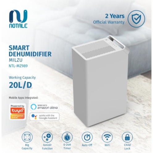 Notale Milzu Smart Dehumidifier 20L hari with Wifi Penyerap Lembab
