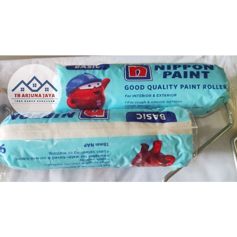 Kuas Rol Besar 9" Cat Nippon Paint Basic | Roll + Gagang Cat Tembok Besi Kayu