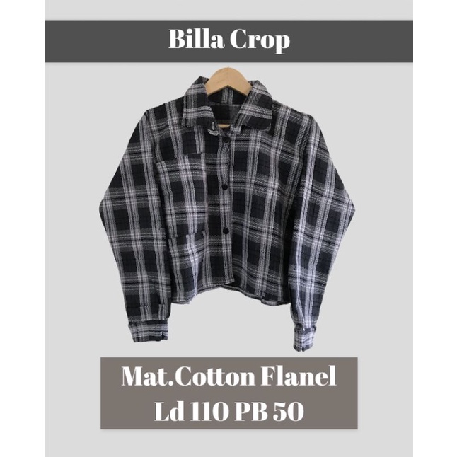 bila crop flanel atasan wanita