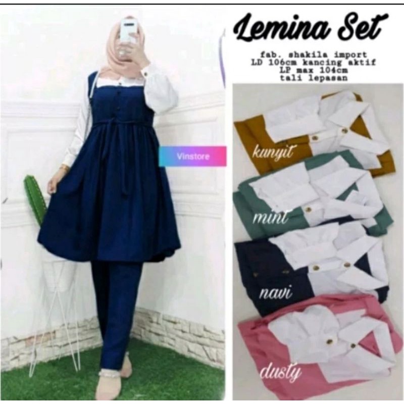Lemina Set Jumbo Terbaru/setelan shakila terbaru kekinian/setelan wanita