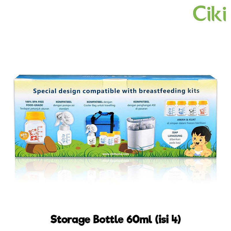 CIKI - STORAGE BOTTLE 60 Ml ISI 4 PCS / BOTOL ASI / FREE KANTONG ASI