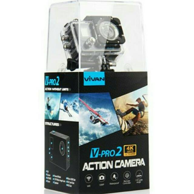 Vivan V-pro2 4K 2 LCD Waterproof Sports Action Camera Black