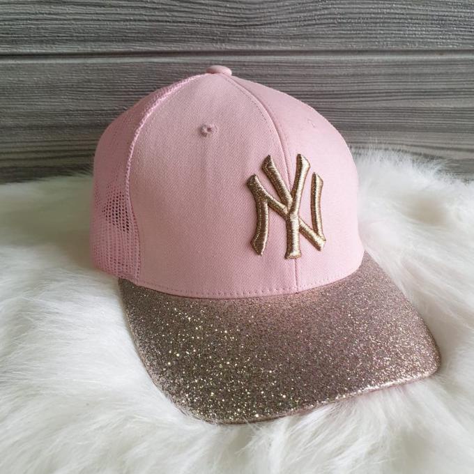TOPI SPORT WANITA MLB KOREA HAT PINK GLITTER ORIGINAL