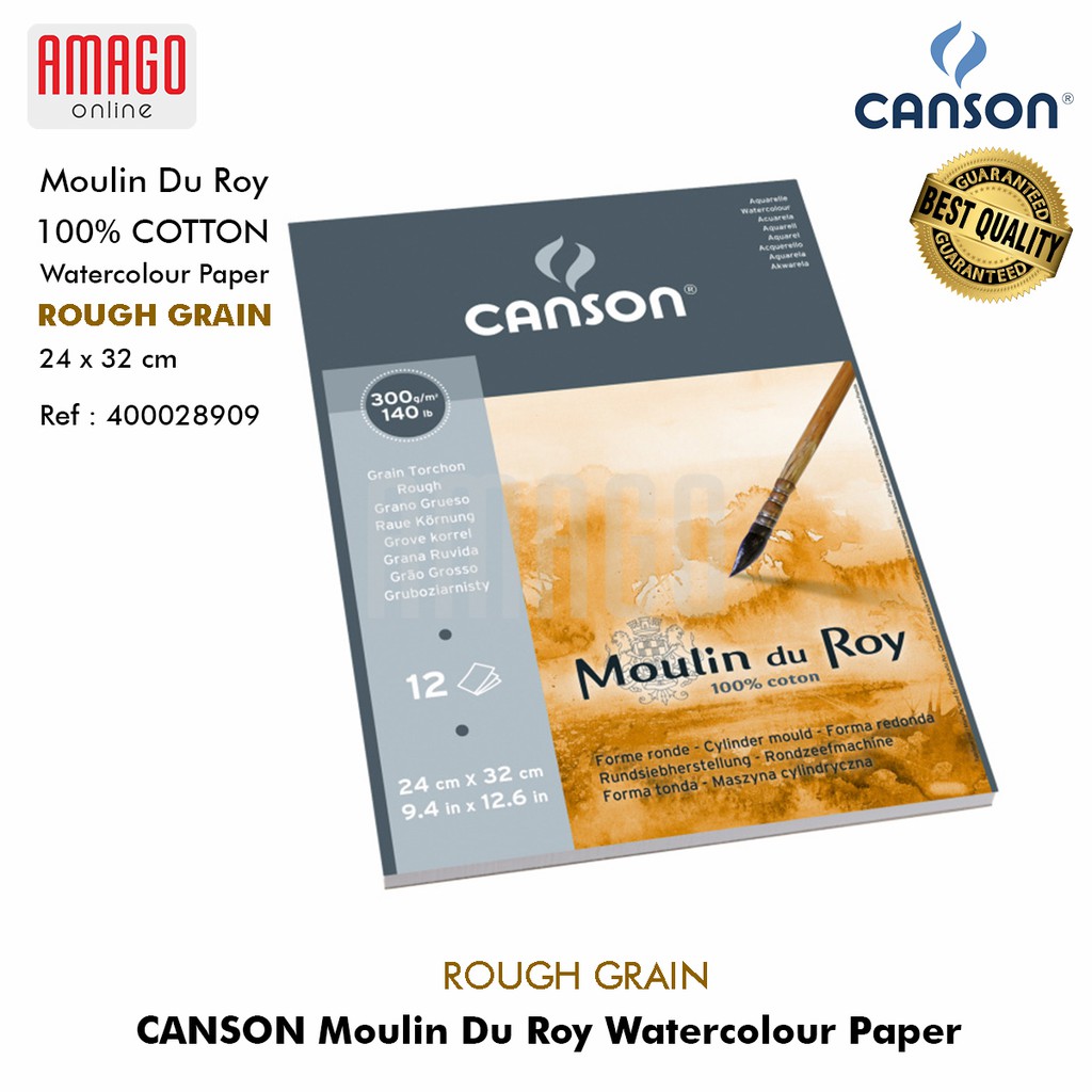 BUKU CANSON - MOULIN DU ROY WATERCOLOUR ROUGH GRAIN - 12 SHEETS - 300GR - 24X32CM - PAD - 40002890