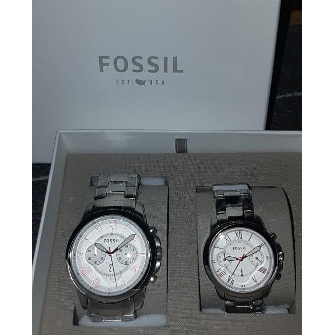 Fossil Watch Couple Silver (Authentic) M3454
