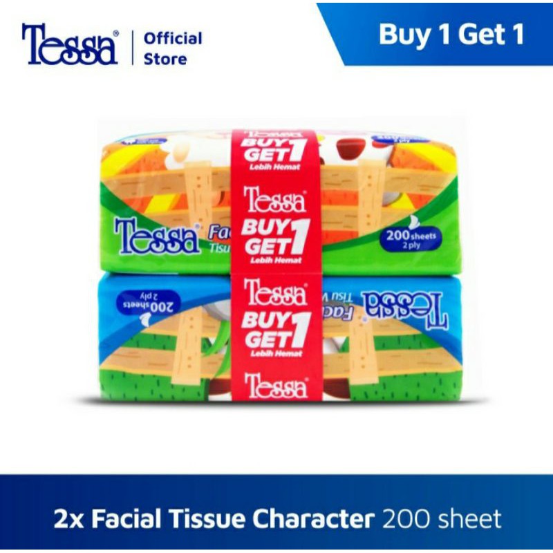 Tessa Tissue 200sheets 2ply- Tessa Tisu Wajah Natural Soft