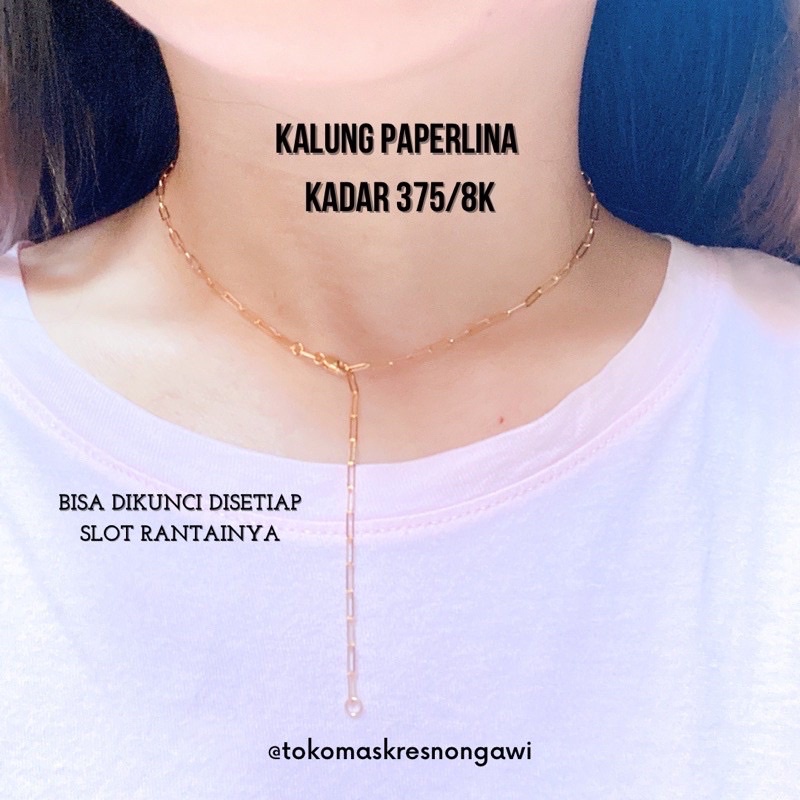 kalung emas paperlina kadar 375/8k emas asli