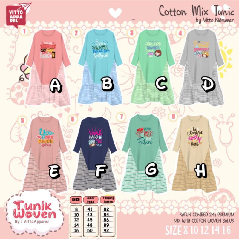 BAJU TUNIK ANAK WOVEN BY VITTO KIDS WEAR
