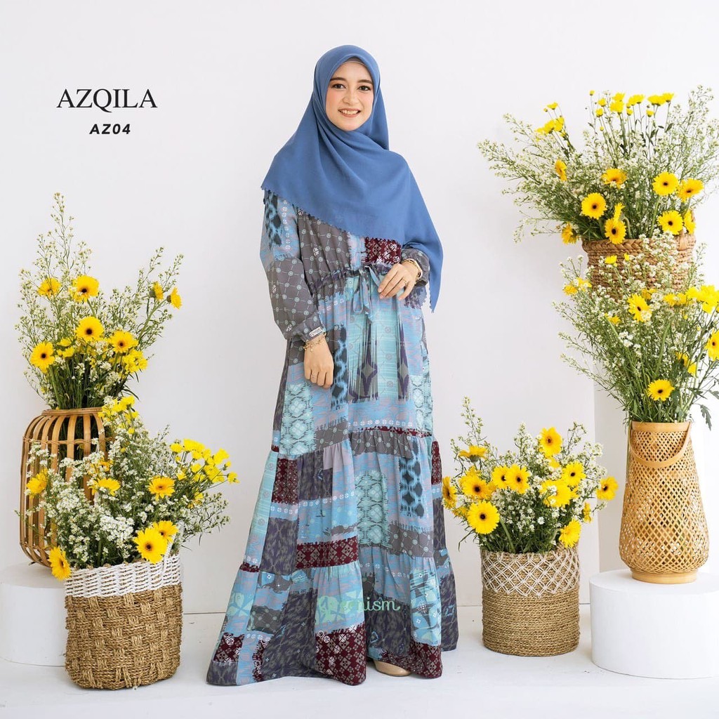AZQILA DRESS GRENISM GAMIS SYARI MURAH CANTIK BAJU BUSANA MUSLIMAH PESTA KONDANGAN MEWAH