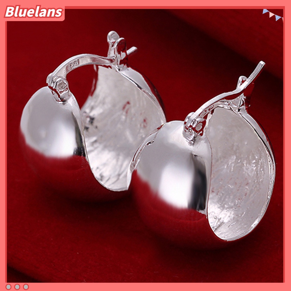 Bluelans Anting Hoop Lapis Silver Untuk Wanita