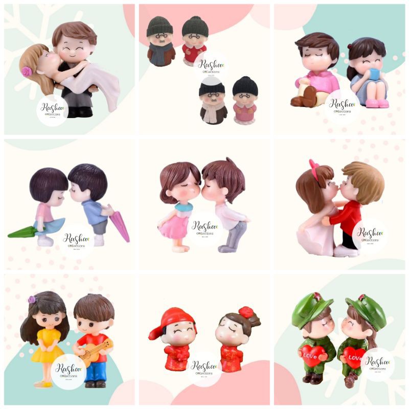 Miniatur Figur Boneka Pasangan Couple Pengantin Wedding Doll Dekorasi Topper Kue Terrarium Bonsai
