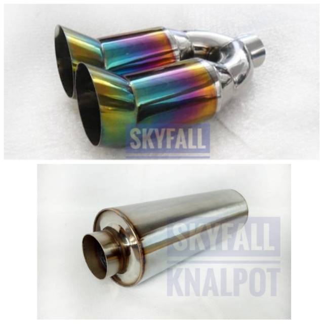 KNALPOT RACING MOBIL 5Zigen 5 ZIGEN Dua Lubang Pelangi Rainbow Dan Resonator Stainlees