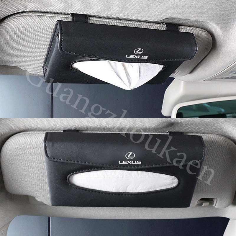 Kotak Tisu Bahan Kulit Warna Merah Hitam Untuk Sun Visor Mobil Lexus