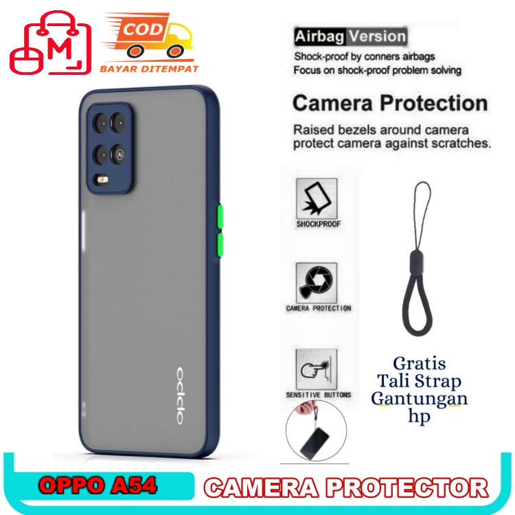 Acrylic Case OPPO A54 silikon case 2 tone doft with oil casing bumper CASE MATTE FREE STRAP TALI HP
