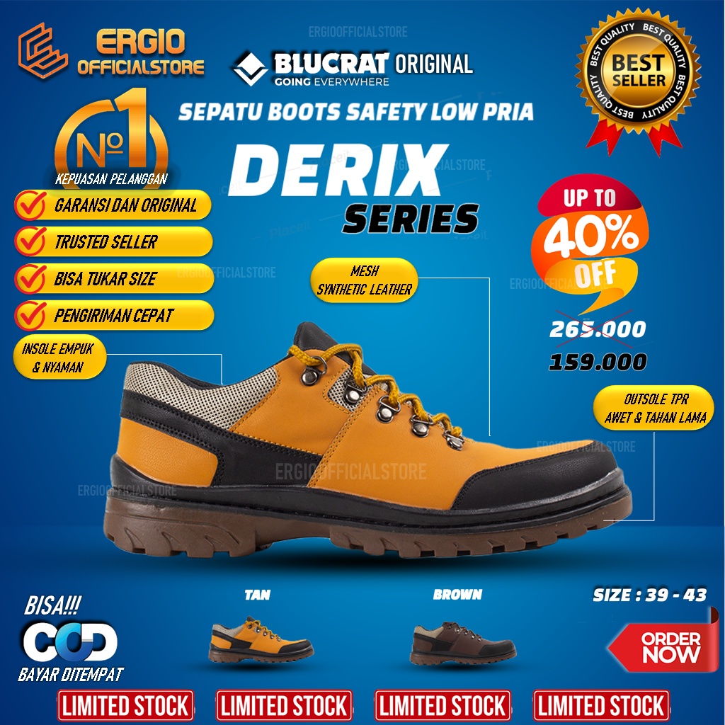 Sepatu Boots Bots Boot Bot Safety Sefty Septi Kerja Touring Gunung Mendaki Pria Cowok Casual Ori Der
