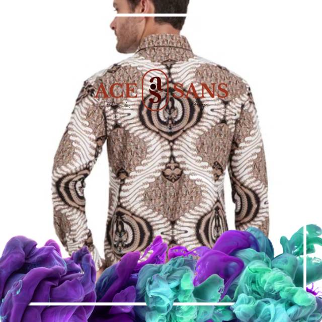 Alisan Kemeja Lengan Panjang Batik Kombinasi Orange BTKKB10388LS | Kemeja Batik | Alisan | Original