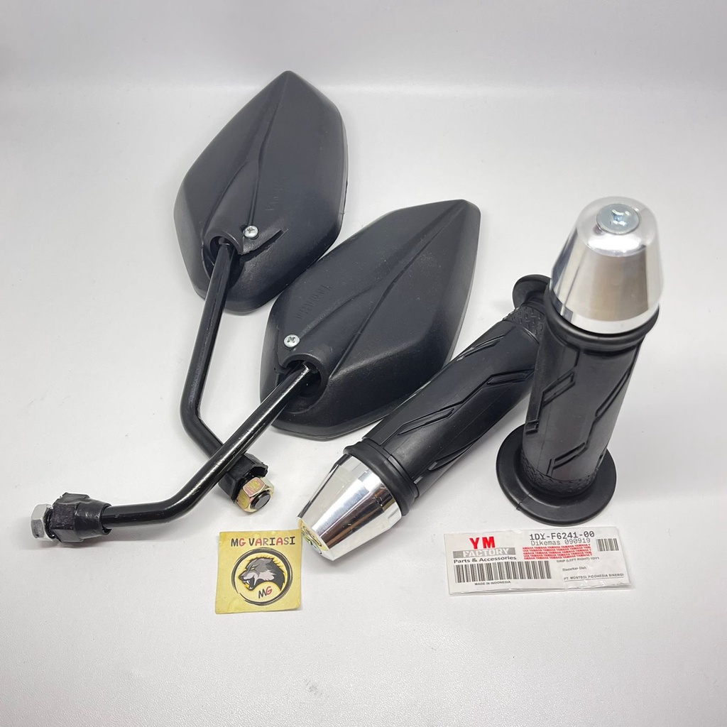 PROMO PAKET SPION STANDAR YAMAHA MODEL JUPITER DAN HANDGRIP STANDAR YAMAHA PLUS JALU STANG CROME UNIVERSAL