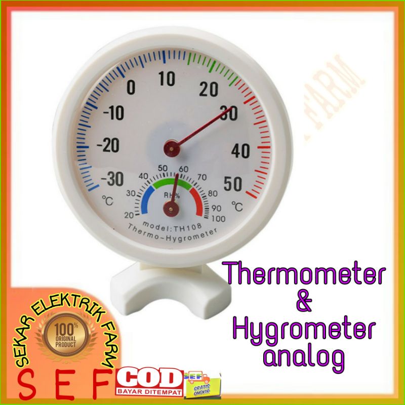 Hygrometer  &amp; Thermometer Analog Ruangan mudah digunakan berbagai Rungan atau mesin penetasan