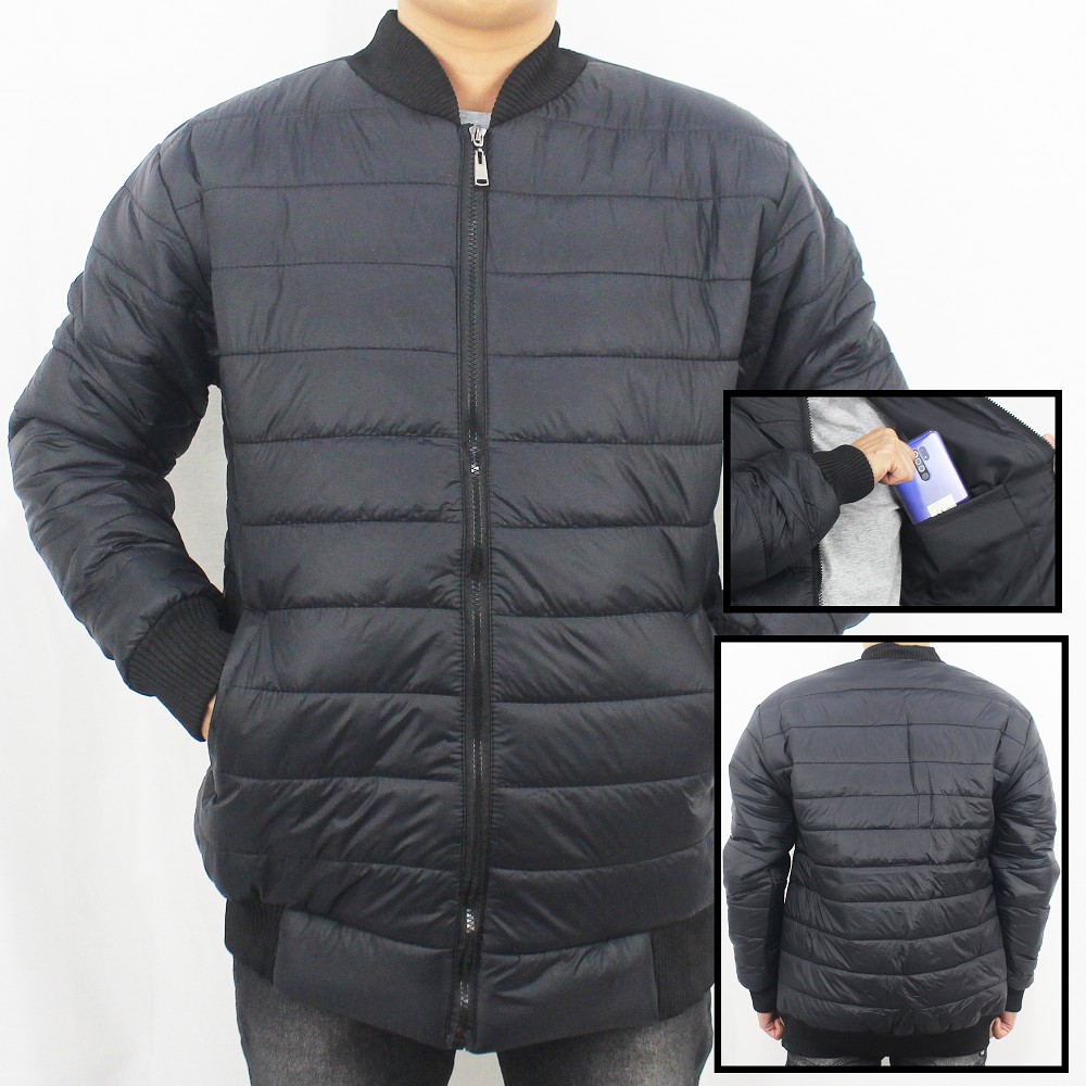 JAKET BOMBER PUFFER TEBAL PRIA - JAKET WINTER - JAKET PARASUT TEBAL - JAKET GUNUNG TEBAL PRIA HITAM