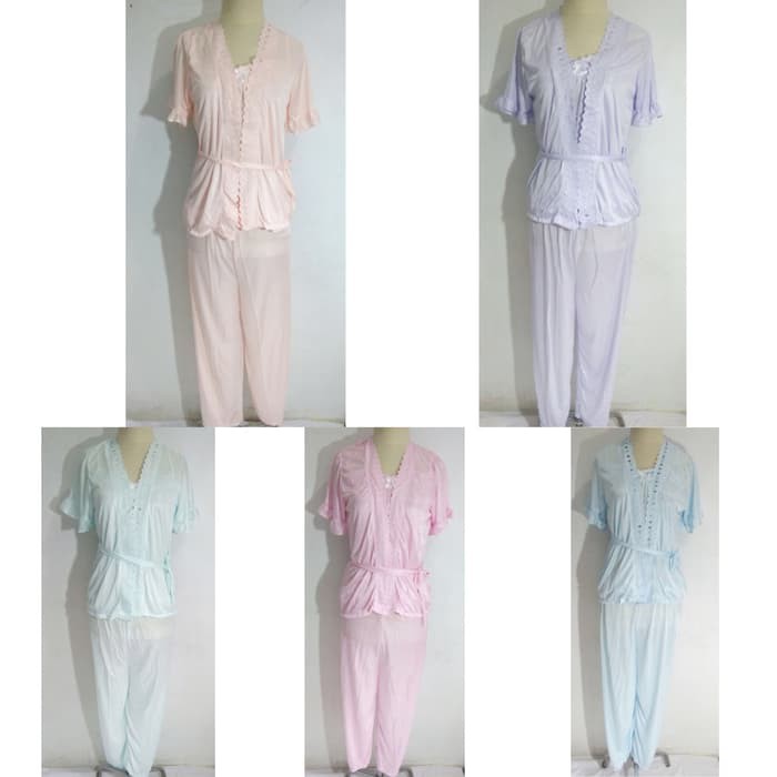 murah piyama dewasa baju tidur dewasa wanita setelan celana panjang kimono