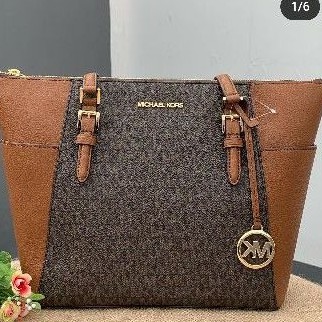 tas Michael Kors Tote brown dan vanilla