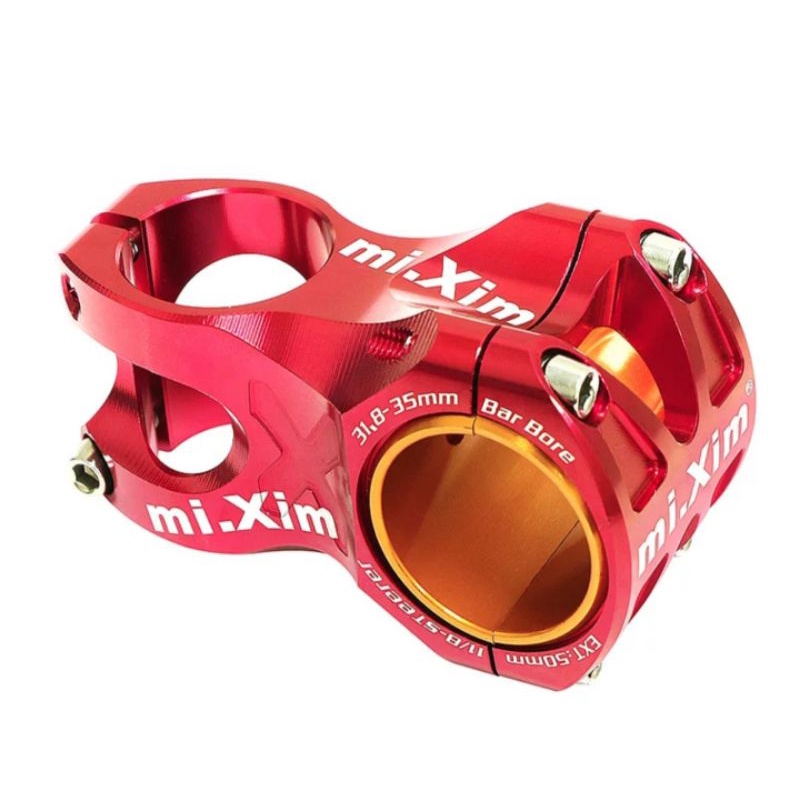 Mixim Stem Sepeda Size 31.8mm Panjang 50mm Handlebar Stem Sepeda AM XC DH Merah