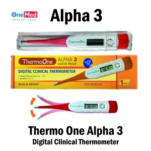 ONEMED Thermo ONE ALPHA 1 atau ALPHA 2 atau ALPHA 3 atau BETA 1 Digital Clinical THERMOMETER - One Med Termometer - Waterproof Ujung Lentur ( ALPHA 3 )