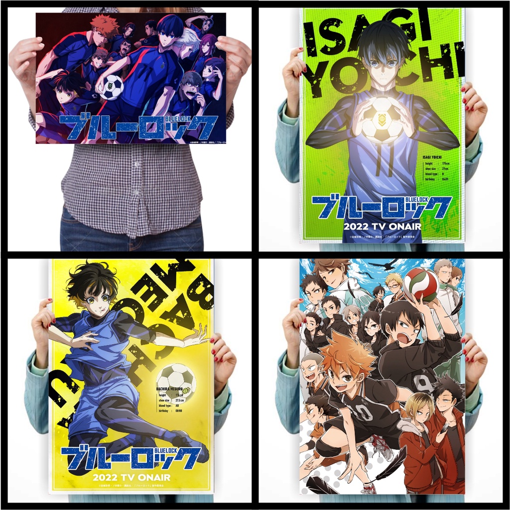 Poster Anime Sports size A3 - Yowamushi Pedal Kuroko no Basuke Ahiro no Sora Captain Tsubasa Eyeshield 21 Haikyuu!! Kalender Haikyuu 2022 Blue Lock