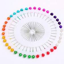 Jarum Pentul Jahit Warna Warni - Jarum Jilbab - Jarum Pentol - Jarum Pentul Korek - Pearl Head Pins