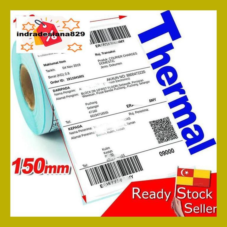 

Indr0Dpp Label Sticker Barcode 100X150Mm ( 1 Line ) Thermal A6 300Pcs Termurah 8D6Indrr