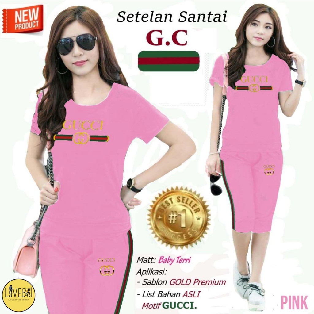 LVB - (GRATIS ONGKIR &amp; COD) Setelan Santai Wanita GISEL /uk. L - XL/Setelan Viral 2021/Pakaian Baju &amp; Celana Olahraga Senam Wanita Melar Adem/HOT PROMO SETELAN SANTAI TREND CICI CELANA PANTS/set wanita termurah/Set Olahraga Wanita Kasual/GUCCI/ LAVEBEL