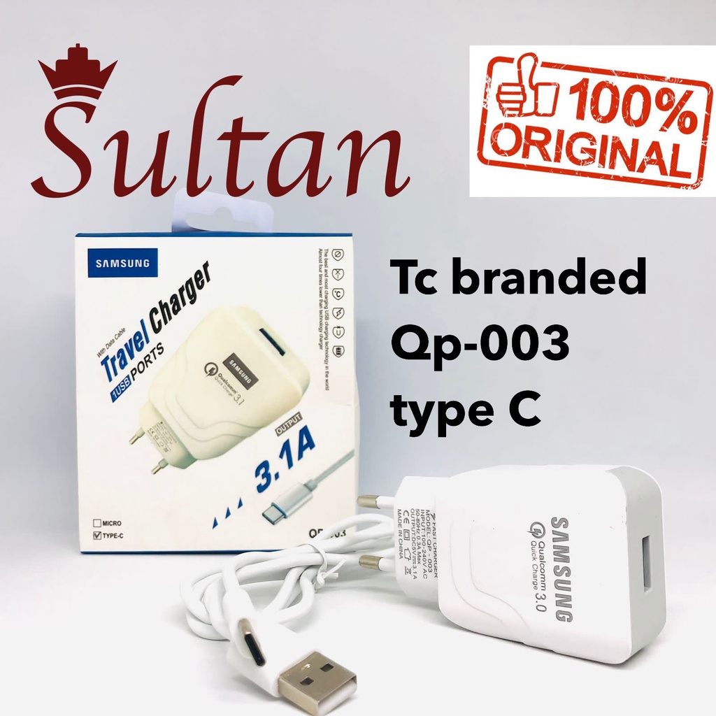 CHARGER 3.1A tc brand TYPE-C QP-003 casan samsung TYPE CHARGA GROSIR MURAH