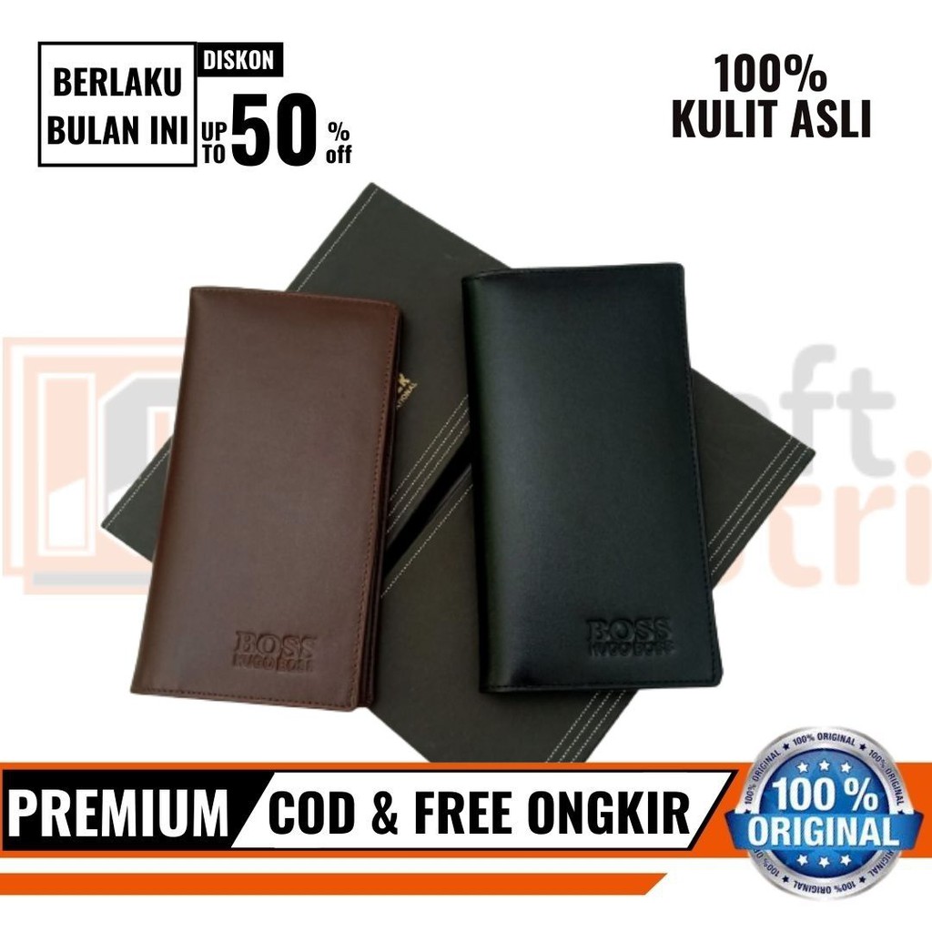 Dompet Pria Kulit Asli Dompet Kulit Pria Original Dompet Lipat Panjang Dompet Koin Hugo Boss - DK03B