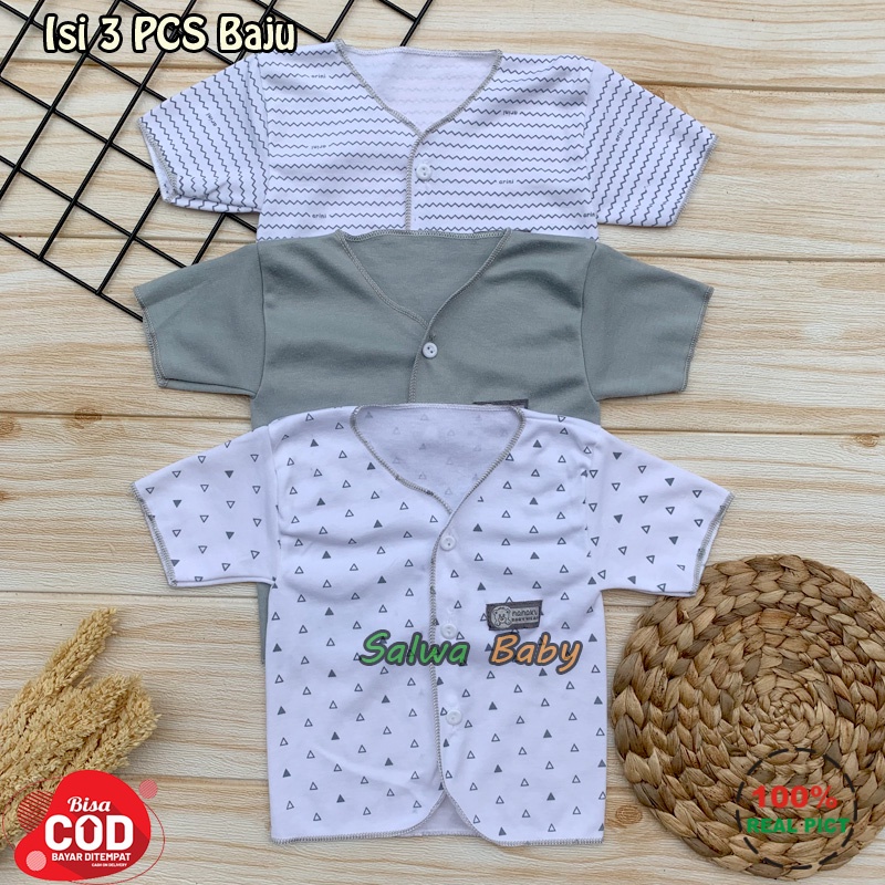 3 PCS Baju Bayi Baru Lahir Lengan Pendek Anababy